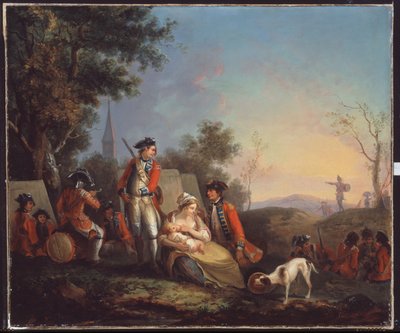 British infantrymen of a royal regiment in an encampment by Unknown artist