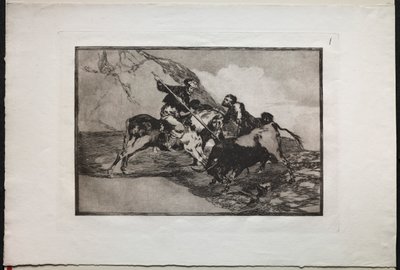 Bullfights: The Way in Which the Ancient Spaniards Hunted Bulls on Horseback in the Open Country by Unknown artist