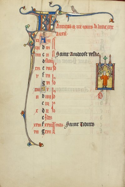 Calendar Page for April; Picking Flowers by Unknown artist