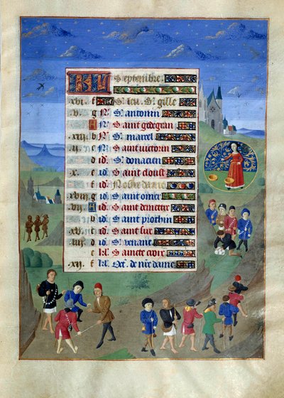 Calendar Page for the Month of September (Book of Hours of the Duchess of Burgundy) by Unknown artist