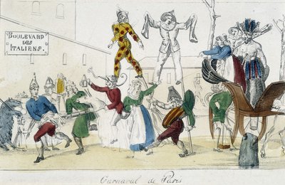 Carnival of Paris, Boulevard des Italians - 18th Century Engraving, Carnavalet by Unknown artist