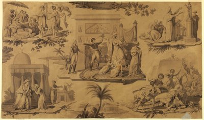 Cartoon for Printed Cotton Textile: The French in Egypt by Unknown artist