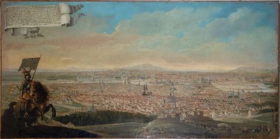 Cavalier view of Paris, with the equestrian portrait of Chevalier des Essarts, circa 1645 by Unknown artist
