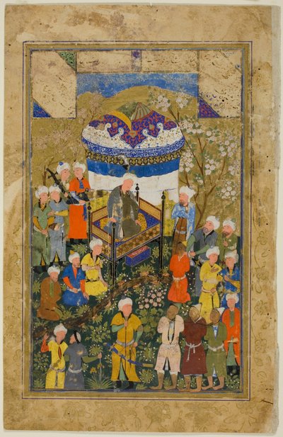 Chained Prisoners are Brought Before a King, a Scene from the Gulistan of Sa
