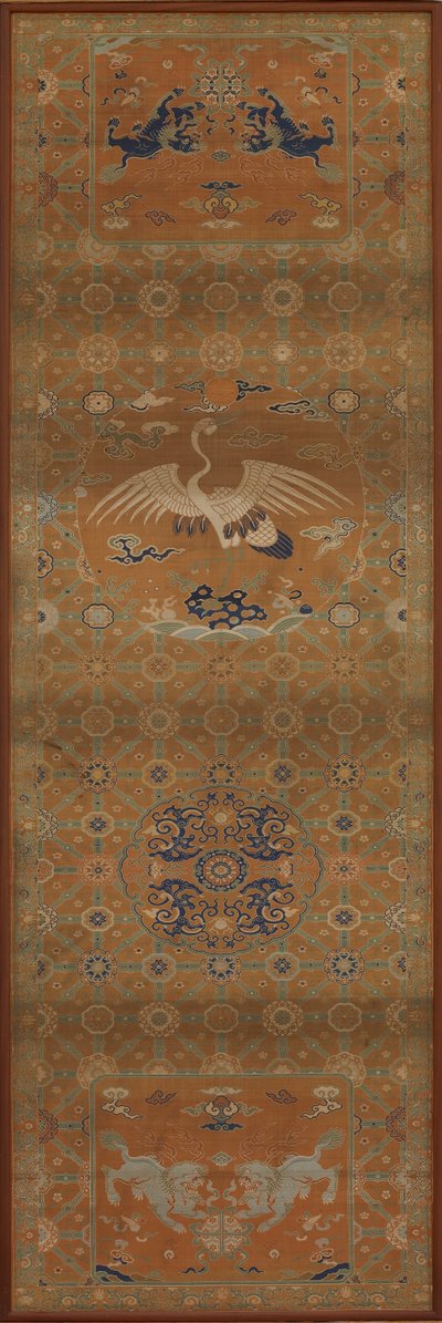 Chair Cover with a Crane, Lions, Dragons, Auspicious Symbols and Floral Patterns by Unknown artist