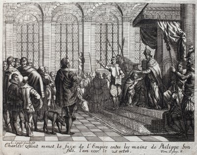 Charles V handed over the faix of the Empire to Philip II, his son, on October 25. by Unknown artist