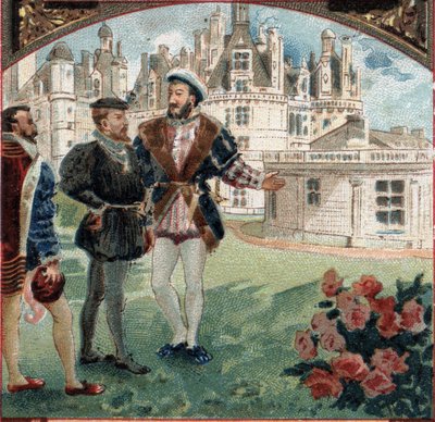 Charles V Received by Francois I at the Chateau de Chambord. Chromolithography of the Late 19th Century by Unknown artist