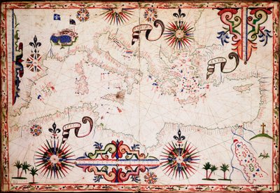 Chart of Mediterranean, Black and Caspian Seas, c.1620 by Unknown artist