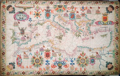 Chart of the Mediterranean, Black and Caspian Seas, c.1600 by Unknown artist