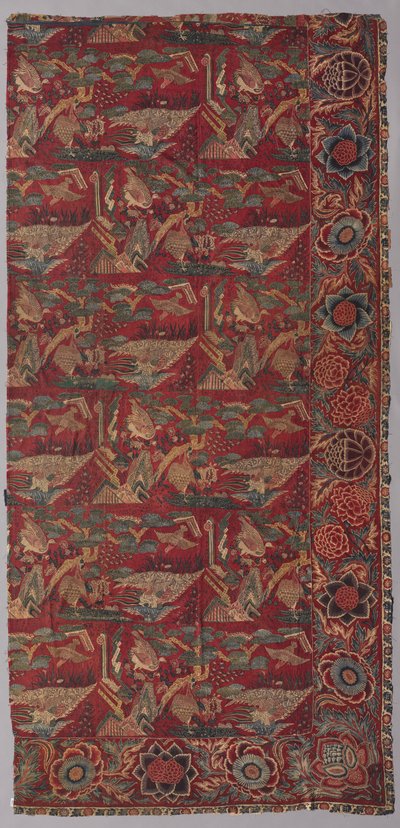 Chintz Bed Cover or Hanging with a Japanese-Inspired Pattern, Right Half by Unknown artist