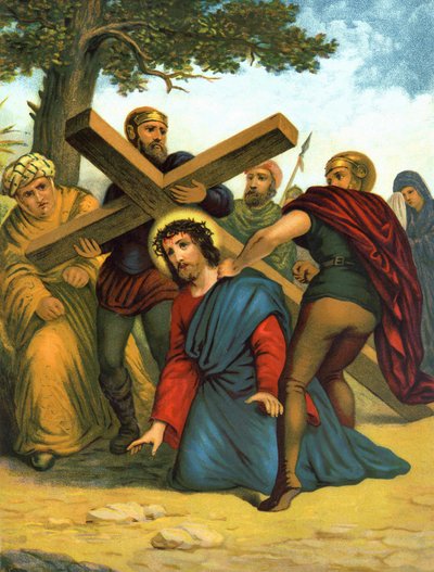 Life of Christ: Jesus first falls under the cross by Unknown artist