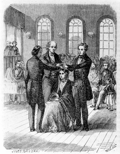 Confirmation among the Mormons. 19th century engraving. by Unknown artist