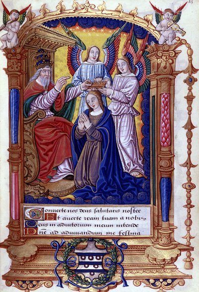Coronation of the Virgin, Latin text, book of hours by Unknown artist
