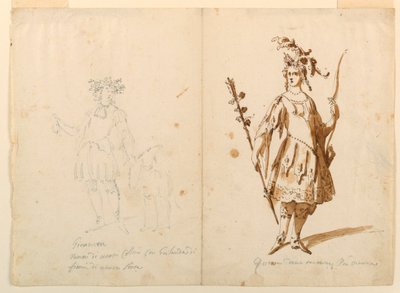 Costume Design: Youth and Diana for a Ballet by Unknown artist