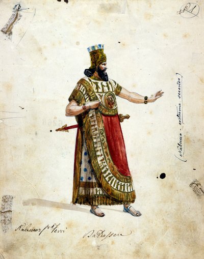 Costume of Nabuchadnezzar, king of Babylon, in the opera of Giuseppe Verdi (1813 - 1901), “Nabucco”. Musée de la Scala by Unknown artist