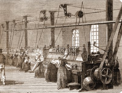Cotton weaving workshop (1860 engraving) by Unknown artist