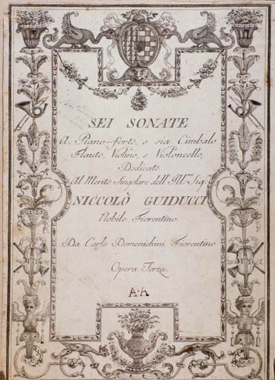 Cover of Six Sonatas, Op. 3 by Carlo Domenighini by Unknown artist