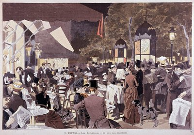 Crowd, on the boulevards on election night - in Paris illustré by Unknown artist