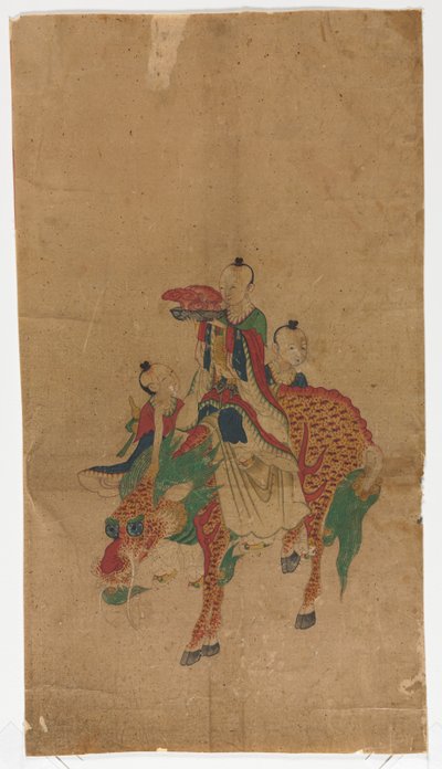 Daoist Immortal on a Qilin and Two Attendants by Unknown artist
