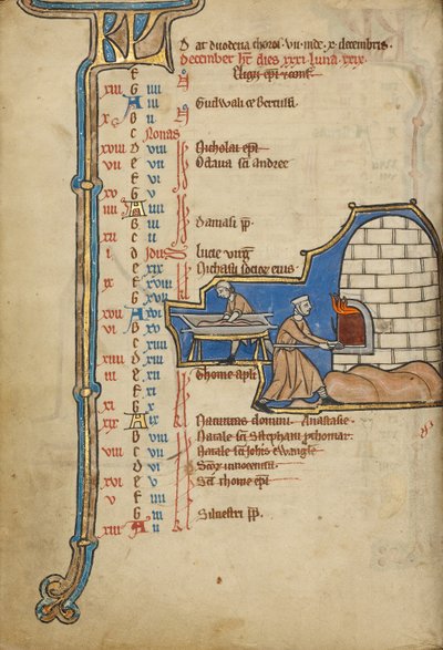 December Calendar Page, Baking Bread by Unknown artist