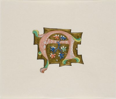 Decorated Initial "A" in Pink with Six Leaves and Two Balls, from a Choir Book by Unknown artist