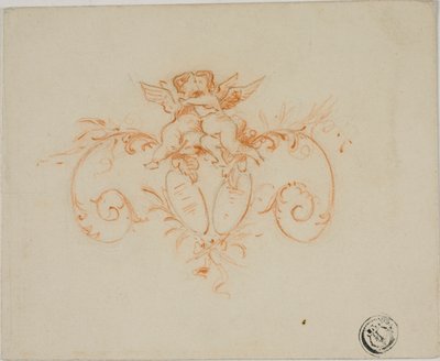 Decorative Scrolls with Two Amoretti by Unknown artist