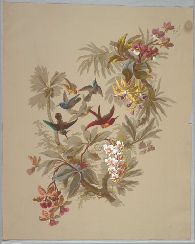 Design for Wallpaper and Textiles: Flowers and Birds by Unknown artist