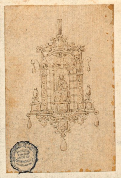 Design for a Pendant with Sitting Woman with Book by Unknown artist