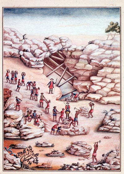 Diamond mining in a mine in Brazil by Unknown artist