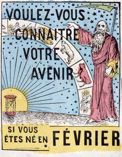 Do you want to know your future? : Nostradamus. 19th century astrological advertising label by Unknown artist