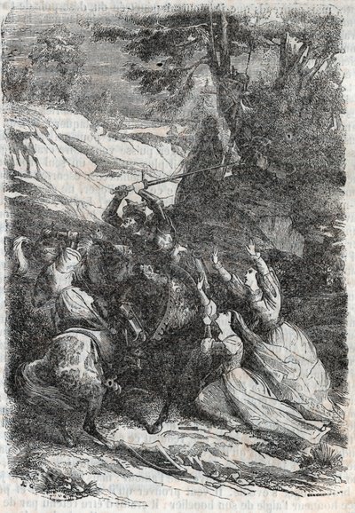 Doralice and Isabelle Want to Separate Mandricard and Zerbin - Engraving of 1851 from 