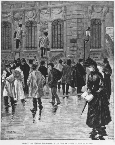 During the election period, in Paris; poster stickers during the election of 27 January 1889, culminating in the bakery campaign - Musee Carnavalet. by Unknown artist