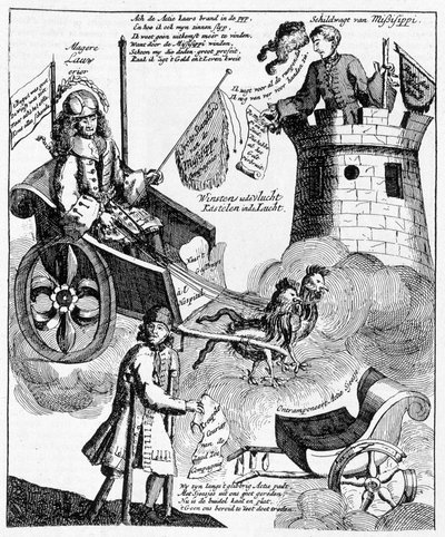 Dutch Satirical Print Against John Law (1671-1729), on the Mississippi Case by Unknown artist