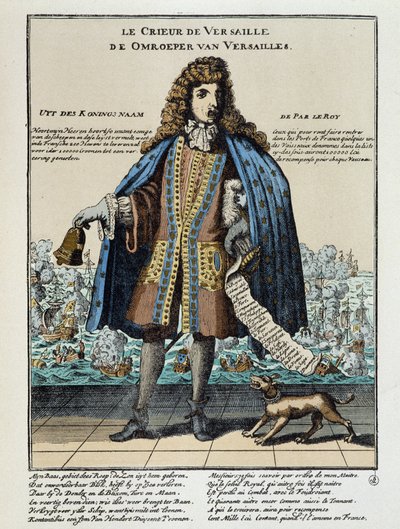 Dutch satirical print against Louis XIV: Battle of the Hougue or the French fleet, arming to restore James II and commanded by Anne Hilarion of Costentin, Count of Tourville (1642-1701), was defeated and partly destroyed on 29 May 1692 by Unknown artist