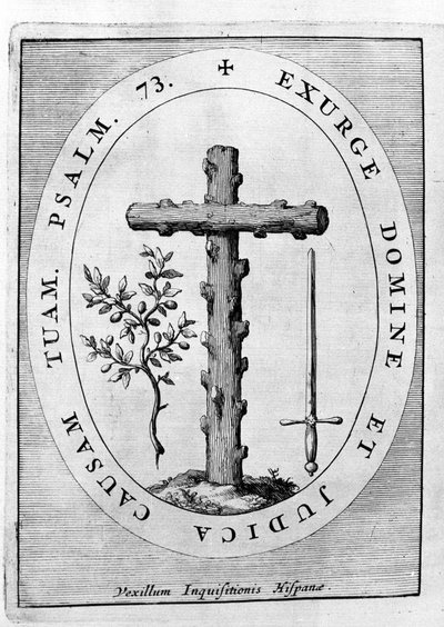 Emblem of the Spanish Inquisition: Cross, Olive Branch and Sword. 17th Century by Unknown artist