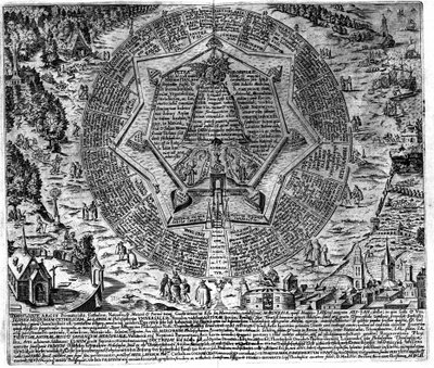 Engraving of the “Amphitheatrum sapientiae aeternae” (Amphitheatre of eternal wisdom) by Unknown artist