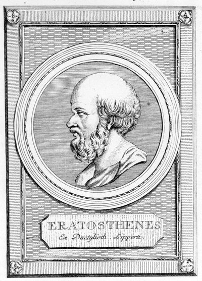 Eratosthenes (275 BC - 195 BC) mathematician, astronomer, geographer and poet. Portrait from Galleria degli antichi greci e romani, vol. II. Poschiavo 1784 by Unknown artist