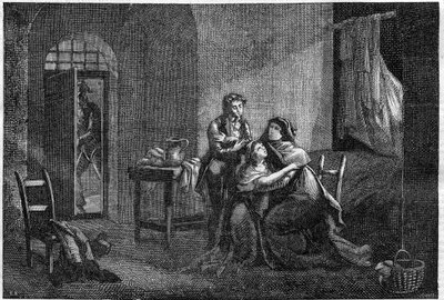 Eugene and Hortense Beauharnais consoling their mother Josephine de Beauharnais in his prison by Unknown artist