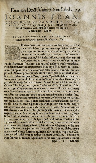 Examination of the Vanity of the Doctrine of the Gentiles and the Truth of the Christian Discipline by Pico della Mirandola by Unknown artist