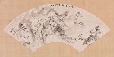 Fan - Landscape with Horse and Bridge by Unknown artist