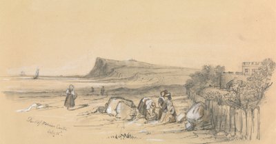 Figures on a Beach with Walmer Castle in the Distance by Unknown artist