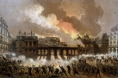 Fire of the Royal Palace on 24 May 1871 - lithography, late 19th century by Unknown artist
