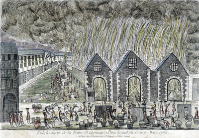 Fire of the Saint Germain fair in Paris in 1762 by Unknown artist