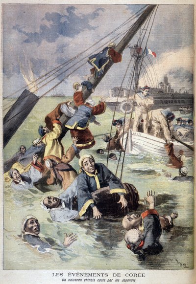 First Sino-Japanese War - Events in Korea: A Chinese Ship Sunk by the Japanese. Illustration in 