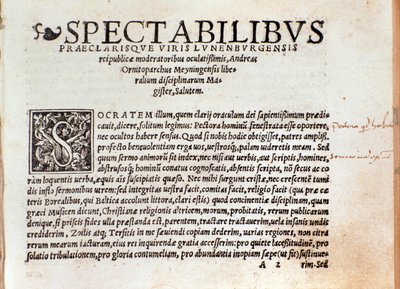 First page of De arte cantandi micrologus by Andree Ornitoparchi (Andreas Ornithoparchus) by Unknown artist