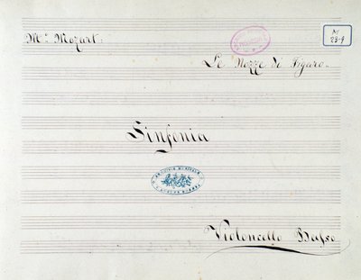 First page of score for the cello in Le nozze di Figaro, opera by Mozart by Unknown artist