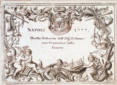 First page of the musical score of O bella venere, in Armida immaginaria by Domenico Cimarosa by Unknown artist