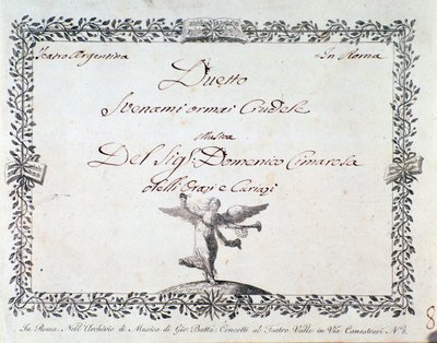 First Page of the Musical Score of Svenami ormai crudele, in Gli Orazi e i Curiazi by Domenico Cimarosa by Unknown artist
