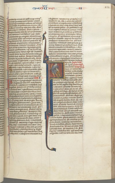 Fol. 112r, Kings II, historiated initial F, the beheading of the Amalekite by Unknown artist