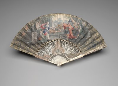 Folding fan with Jephthah meeting his daughter, c.1740s-50s by Unknown artist